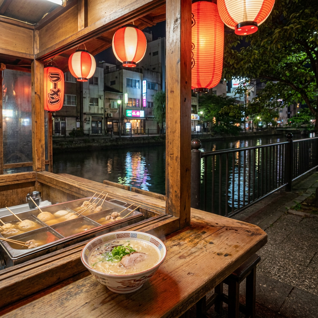 Authentic Hakata ramen at Fukuoka yatai for Japan travel app guides